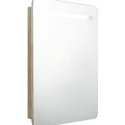Kylpyhuoneen LED-peilikaappi, tammi, 60x11x80cm*FinePRICE Online
