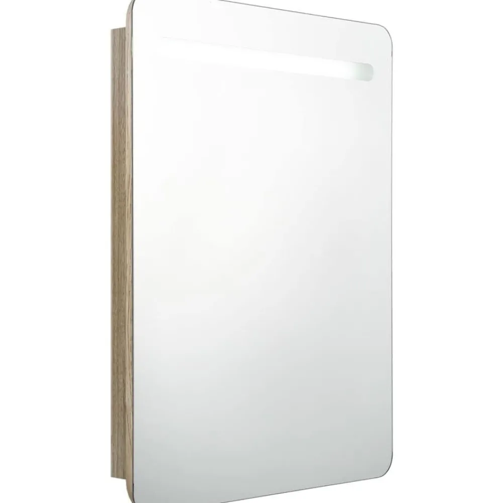 Kylpyhuoneen LED-peilikaappi, tammi, 60x11x80cm*FinePRICE Online
