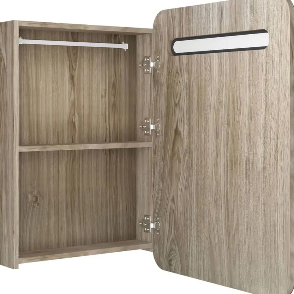 Kylpyhuoneen LED-peilikaappi, tammi, 60x11x80cm*FinePRICE Online