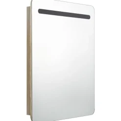 Kylpyhuoneen LED-peilikaappi, tammi, 60x11x80cm*FinePRICE Online