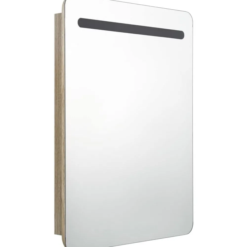 Kylpyhuoneen LED-peilikaappi, tammi, 60x11x80cm*FinePRICE Online