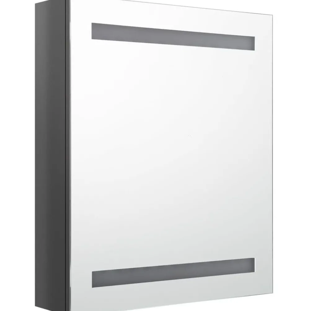 Discount Kylpyhuoneen LED-peilikaappi, kiiltävä harmaa, 50x14x60cm Peilikaapit