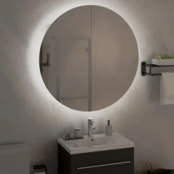 Kylpyhuoneen peilikaappi ja pyöreä peili LED-valoilla, useita kokoja ja värejä (14011)*FinePRICE Outlet