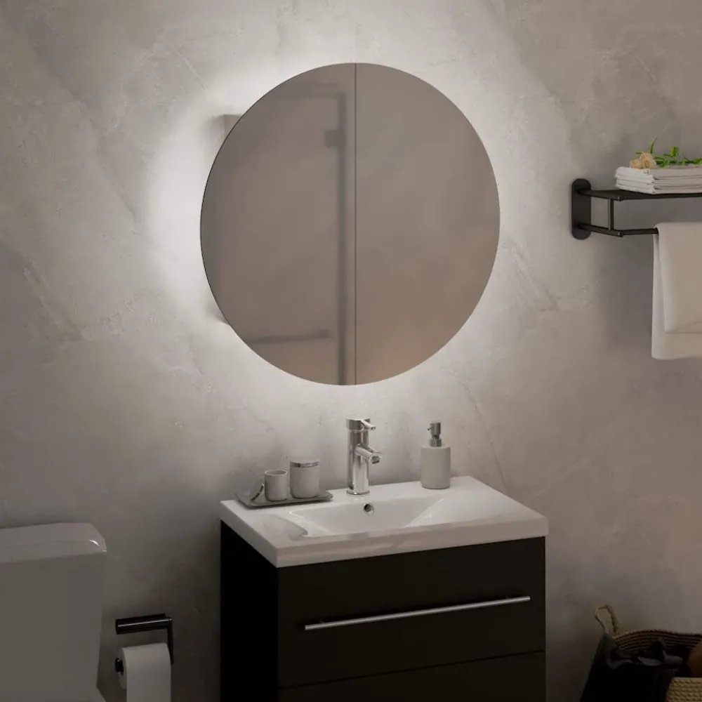 Kylpyhuoneen peilikaappi ja pyöreä peili LED-valoilla, useita kokoja ja värejä (14011)*FinePRICE Outlet