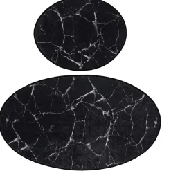 Kylpyhuonemattosetti Marble Oval, 2kpl, musta*Linento Best