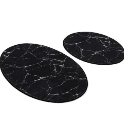 Kylpyhuonemattosetti Marble Oval, 2kpl, musta*Linento Best