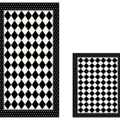 New Kylpyhuonemattosetti 510607, 2kpl, musta/valkoinen Kylpyhuonetekstiilit