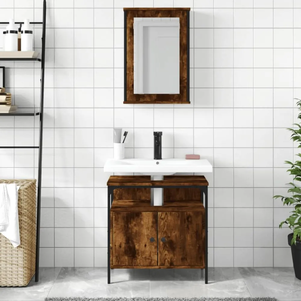 Outlet Kylpyhuoneryhmä allaskaapilla ja peilillä, tekninen puu, eri värejä (33730) Kylpyhuoneryhmät
