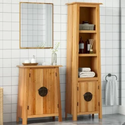 Kylpyhuoneryhmä allaskaapilla ja peilillä täysi mänty (23461)*FinePRICE Discount