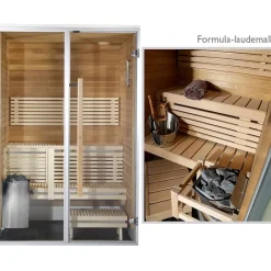 Kylpyhuonesauna Sirius Formula 1200x1240mm eri materiaaleja*Harvia Hot