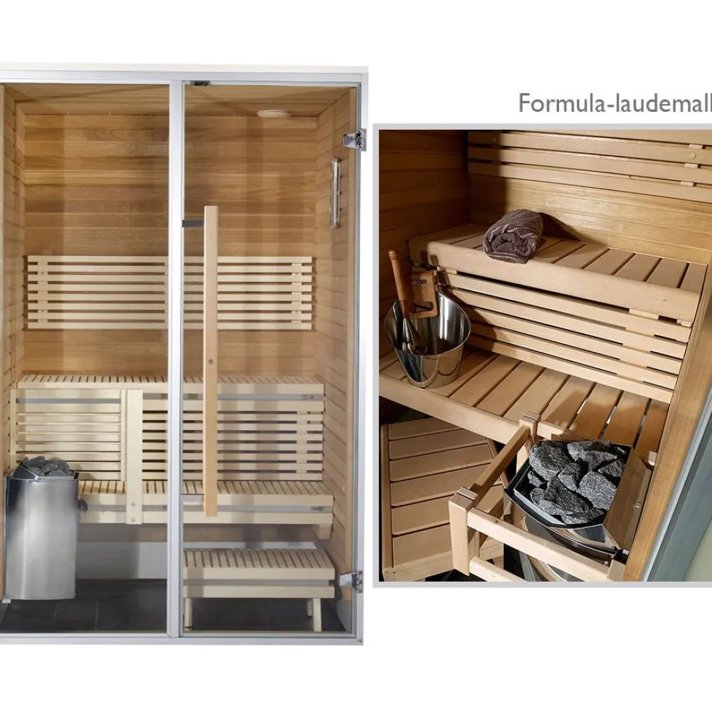 Hot Kylpyhuonesauna Sirius Formula 1400x1240mm eri materiaaleja lämpökäsitelty panelointi Saunat
