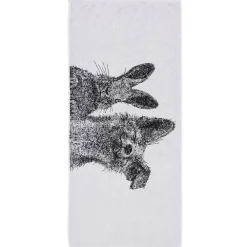 Kylpypyyhe Pupu ja Kettu, 70x150cm, luomupuuvilla, musta/valkoinen*Finlayson Sale