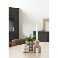 Kynttilänjalka , 10.5x6.5x17cm, keramiikka, ruskea*House Nordic Sale