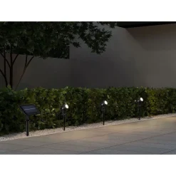 Ladattava aurinkokennovalaisin Obidos Hybrid LED 3-osainen maapiikki hämärätunnistin 4000K mattamusta*Trio Discount
