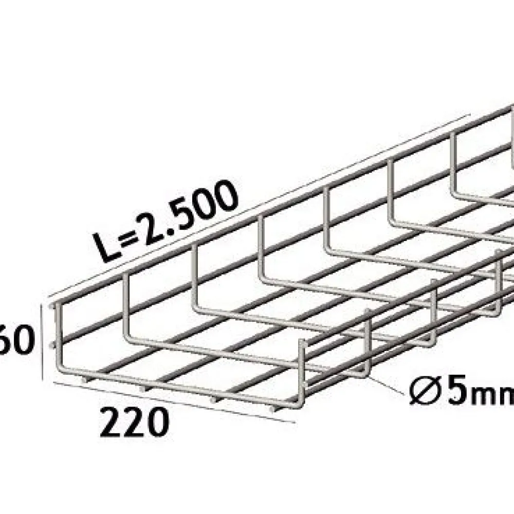 Hot Lankahylly sähkö Zn 2.5m 320/60/5mm Kaapelihyllyt