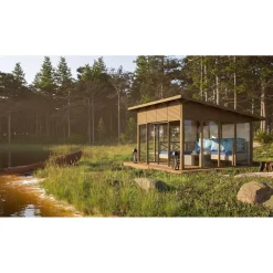 Lasipaviljonki pulpettikatolla 4x4m*Tammiston puu Discount