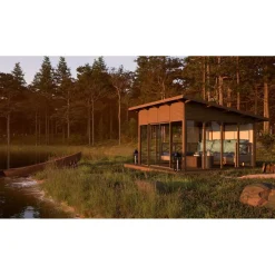 Lasipaviljonki pulpettikatolla 4x4m*Tammiston puu Discount