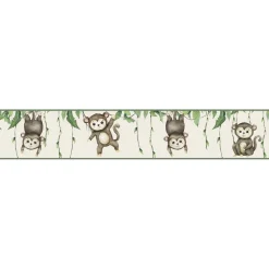 Lastenhuoneen boordi Kids Walls 45853, vinyylipinta, 0.18x5m, viidakko, ruskea*Tapetit.fi Discount