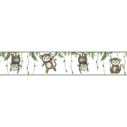 Discount Lastenhuoneen boordi Kids Walls 45854, vinyylipinta, 0.18x5m, viidakko, apina, ruskea Tapettiboordit