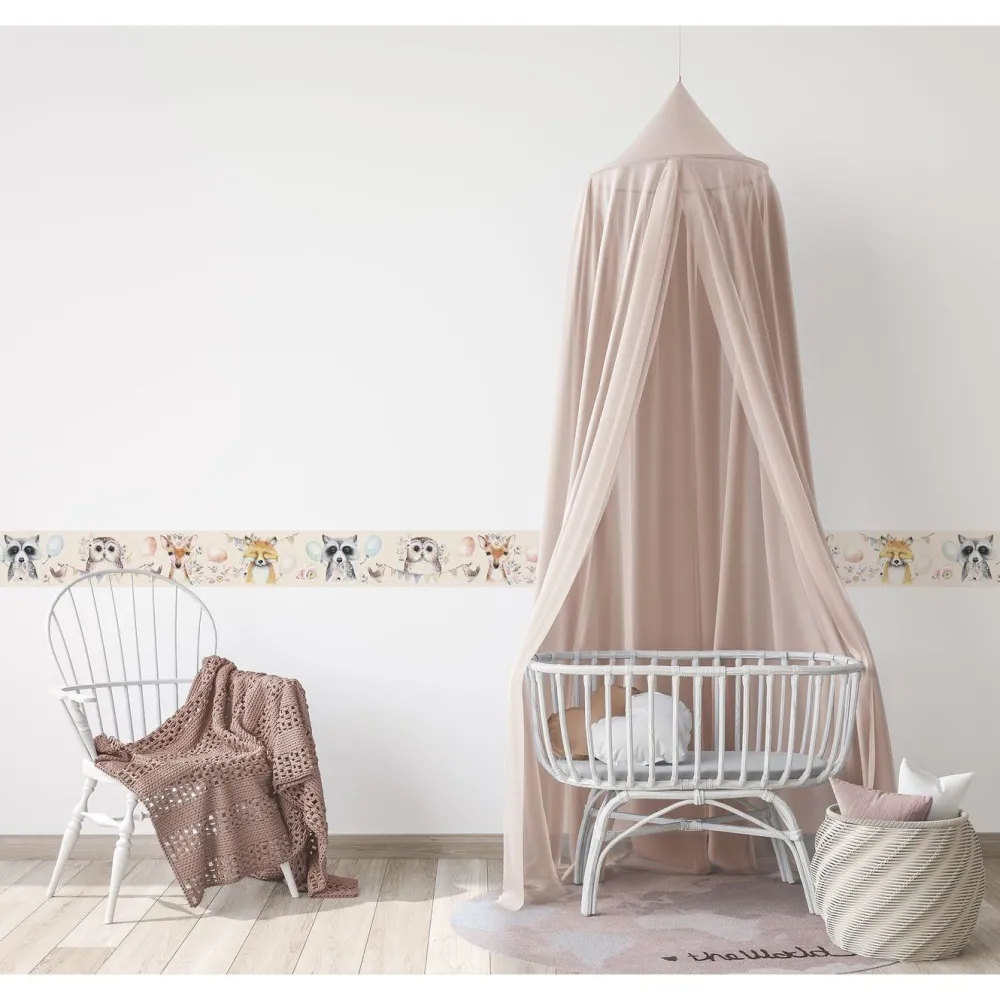 Lastenhuoneen boordi Kids Walls 45889, vinyylipinta, 0.18x5m, vaaleanpunainen Tapettiboordit