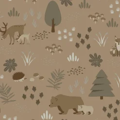 Lastenhuoneen tapetti To The Moon And Back 139410, non-woven, ruskea, metsä Lastenhuoneen Tapetit