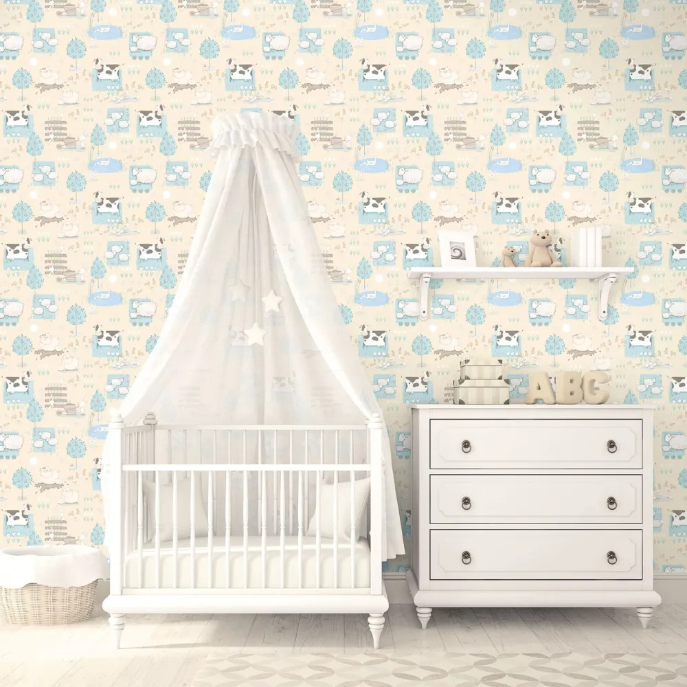 Hot Lastenhuoneen tapetti Tiny Tots 2 G78374-77, eläin Lastenhuoneen Tapetit