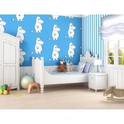 Lastenhuoneen tapetti Moomin 5181-1, 0,53x11,2m, sininen, non-woven*Sandudd Sale