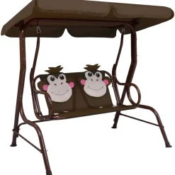 Sale Lasten keinupenkki ruskea 115x75x110 cm kangas Lasten Pihakalusteet