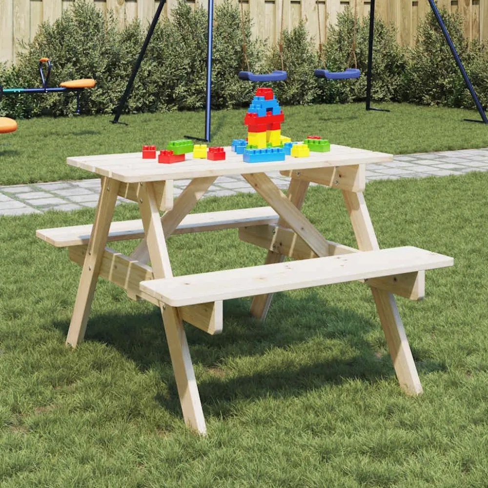 Lasten piknikpöytä, 4 lapselle, aurinkovarjoreikä, täysi kuusi, eri värejä (38276)*FinePRICE Online