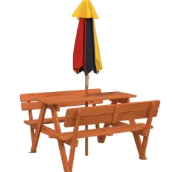 Lasten piknikpöytä 4 lapselle aurinkovarjolla täysi kuusi (81619)*FinePRICE New
