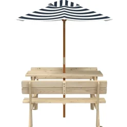 Lasten piknikpöytä 4 lapselle aurinkovarjolla täysi kuusi (81618)*FinePRICE Online