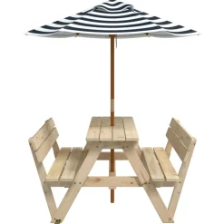 Lasten piknikpöytä 4 lapselle aurinkovarjolla täysi kuusi (81618)*FinePRICE Online