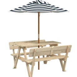 Lasten piknikpöytä 4 lapselle aurinkovarjolla täysi kuusi (81618)*FinePRICE Online