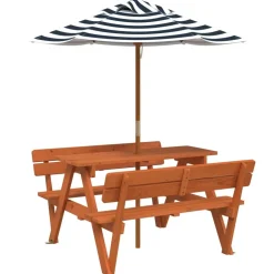 Lasten piknikpöytä 4 lapselle aurinkovarjolla täysi kuusi (81620)*FinePRICE Hot