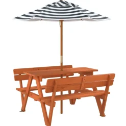 Lasten piknikpöytä 4 lapselle aurinkovarjolla täysi kuusi (81620)*FinePRICE Hot