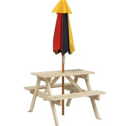 Lasten piknikpöytä 4 lapselle aurinkovarjolla täysi kuusi (81613)*FinePRICE Discount