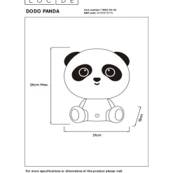 Lasten yöpöytävalaisin Dodo Panda, 1x3W, 3 StepDim, musta/valkoinen*Lucide Best