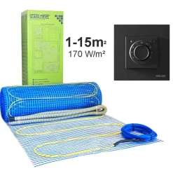 Lattialämmitysmatto 1 m², 170 W/m² + termostaatti MST-9n, eri kokoja*Grand Meyer Sale