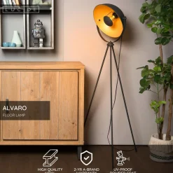 Discount Lattiavalaisin Alvaro, 34.5x66.5cm, IP20, musta Lattiavalaisimet