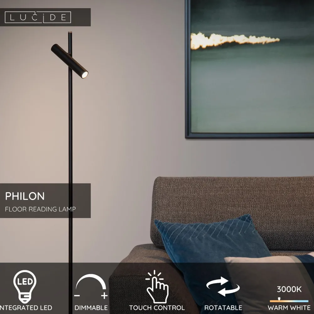 Lattiavalaisin Philon, Ø23cm, IP20, 4.5W, musta*Lucide Best