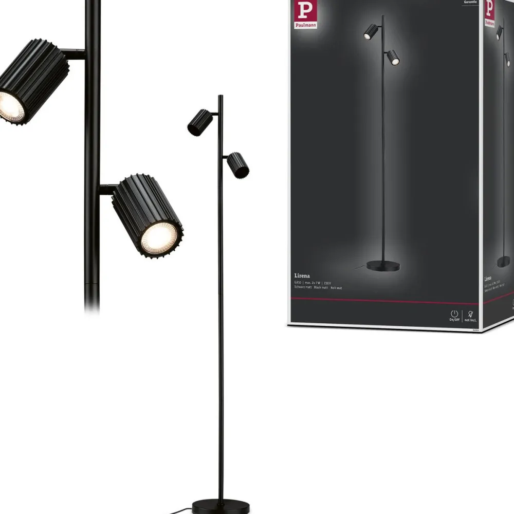 Online Lattiavalaisin Lirena 157.5 cm max. 2x7W, mattamusta Lattiavalaisimet