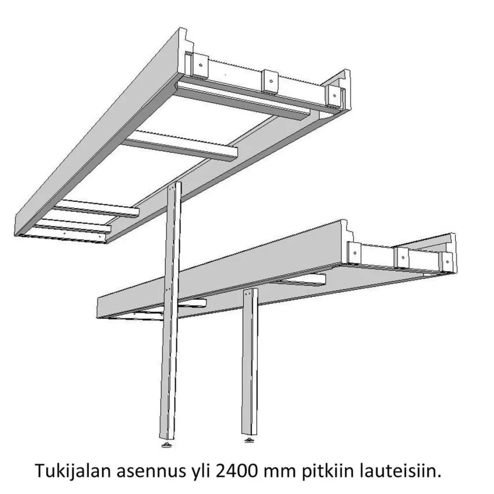 Hot Laudetukijalka pitkille lauteille , 1100mm, puuvalmis, eri vaihtoehtoja Laude-Elementit