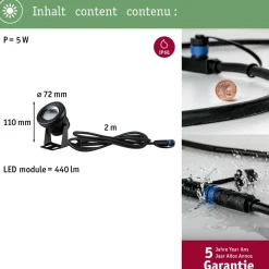 New LED-allasvalaisin Plug & Shine, IP68, 3000K, 5W, musta Suihkulähteet Ja Altaat
