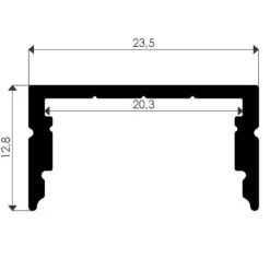 LED-asennuslista Wide läpikuultava kansi 2000x23,5x13 mm alumiini*FTLight Clearance