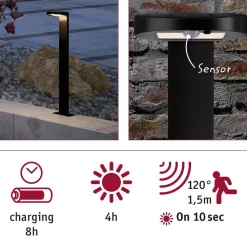 LED-Aurinkokennopollarivalaisin Solar Ryse 5W liiketunnistin antrasiitti*Paulmann Best