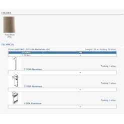 LED-jalkalistan sisäkulmapala I-320A, alumiini, mattahopea*Euroshrink Clearance