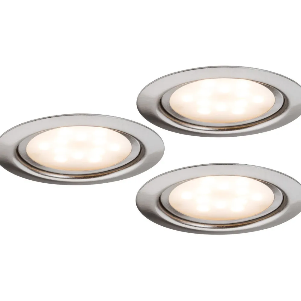 LED-kalustevalaisinsetti Micro Line 3x4,5W Ø 65 mm 3 kpl harjattu teräs Keittiövalaisimet