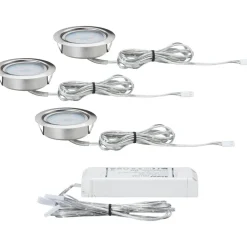 LED-kalustevalaisinsetti Micro Line 3x4,5W Ø 65 mm 3 kpl harjattu teräs Keittiövalaisimet
