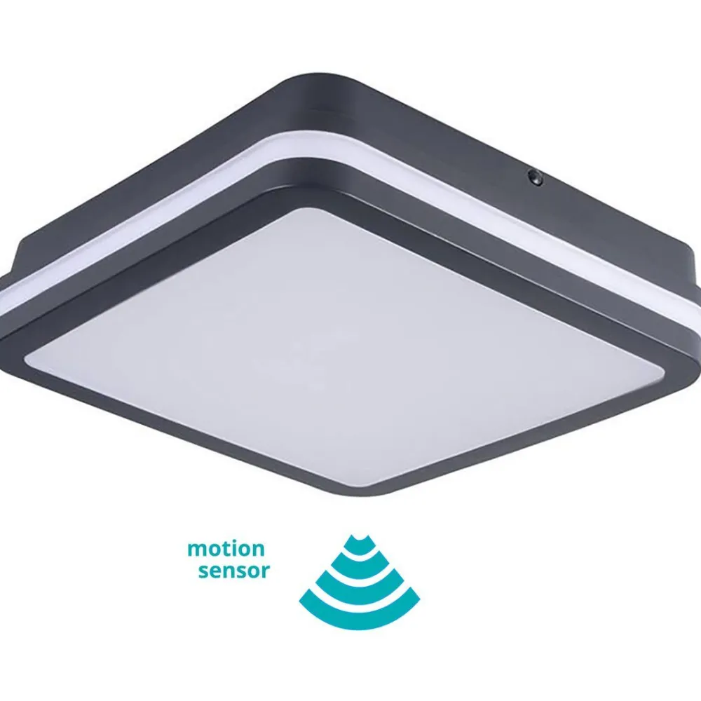LED-kattovalaisin Beno liiketunnistimella IP54 26x26 cm eri värejä*Kanlux Sale