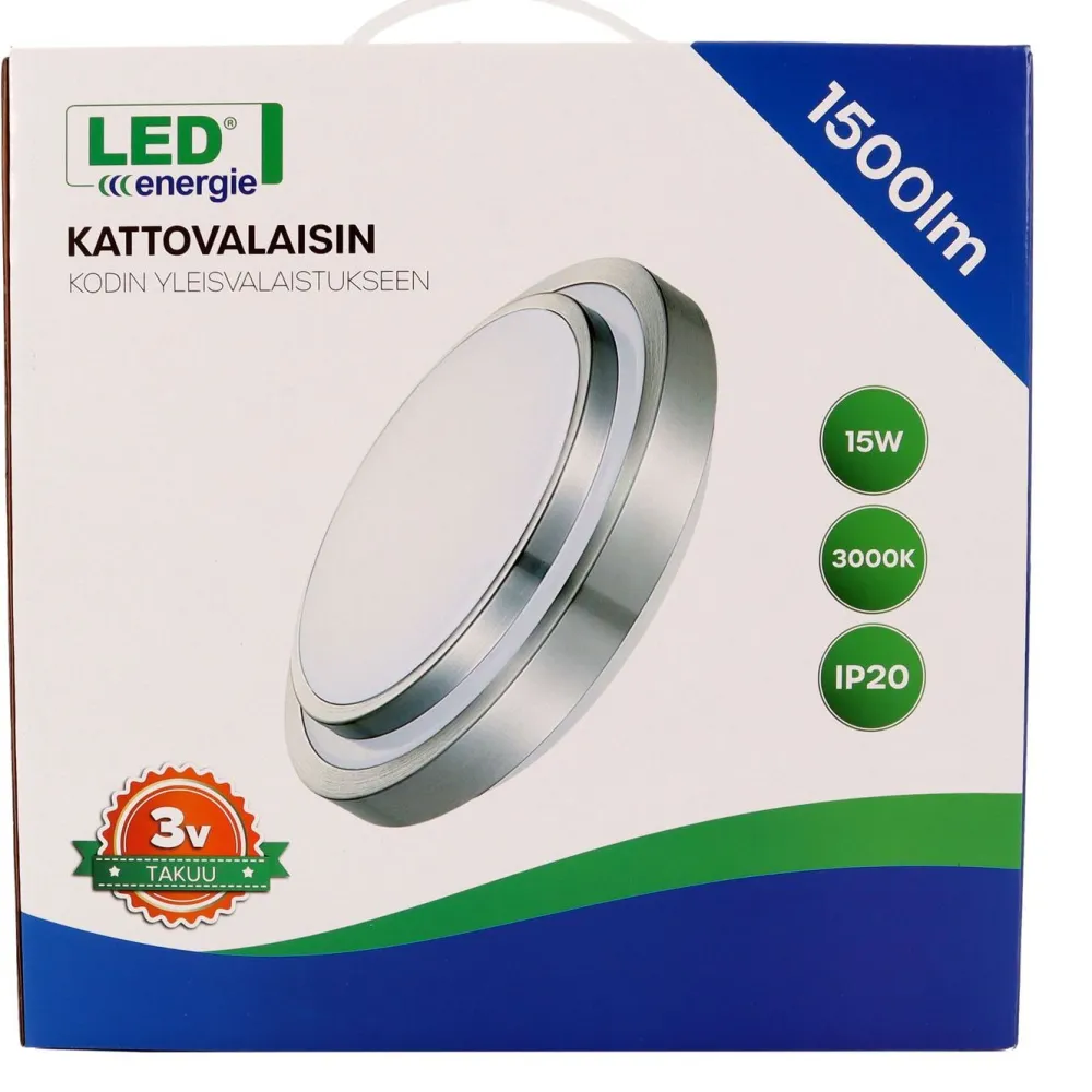 Clearance LED-kattovalaisin , 3000K, alumiinikehys, hopea, eri kokoja Plafondit|Yleisvalaisimet